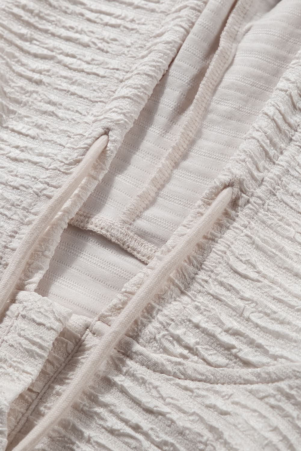 Apricot Solid Textured Drawstring Henley Hoodie - Love Salve